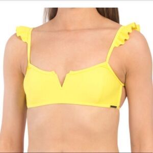 Kendall + Kylie Yellow Ruffle Bikini Top Size Large NWT